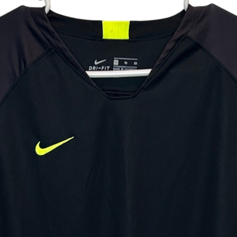 Nike Dri-FIT Long Sleeve Soccer Jersey Black Neon Yellow Accents Women's XL